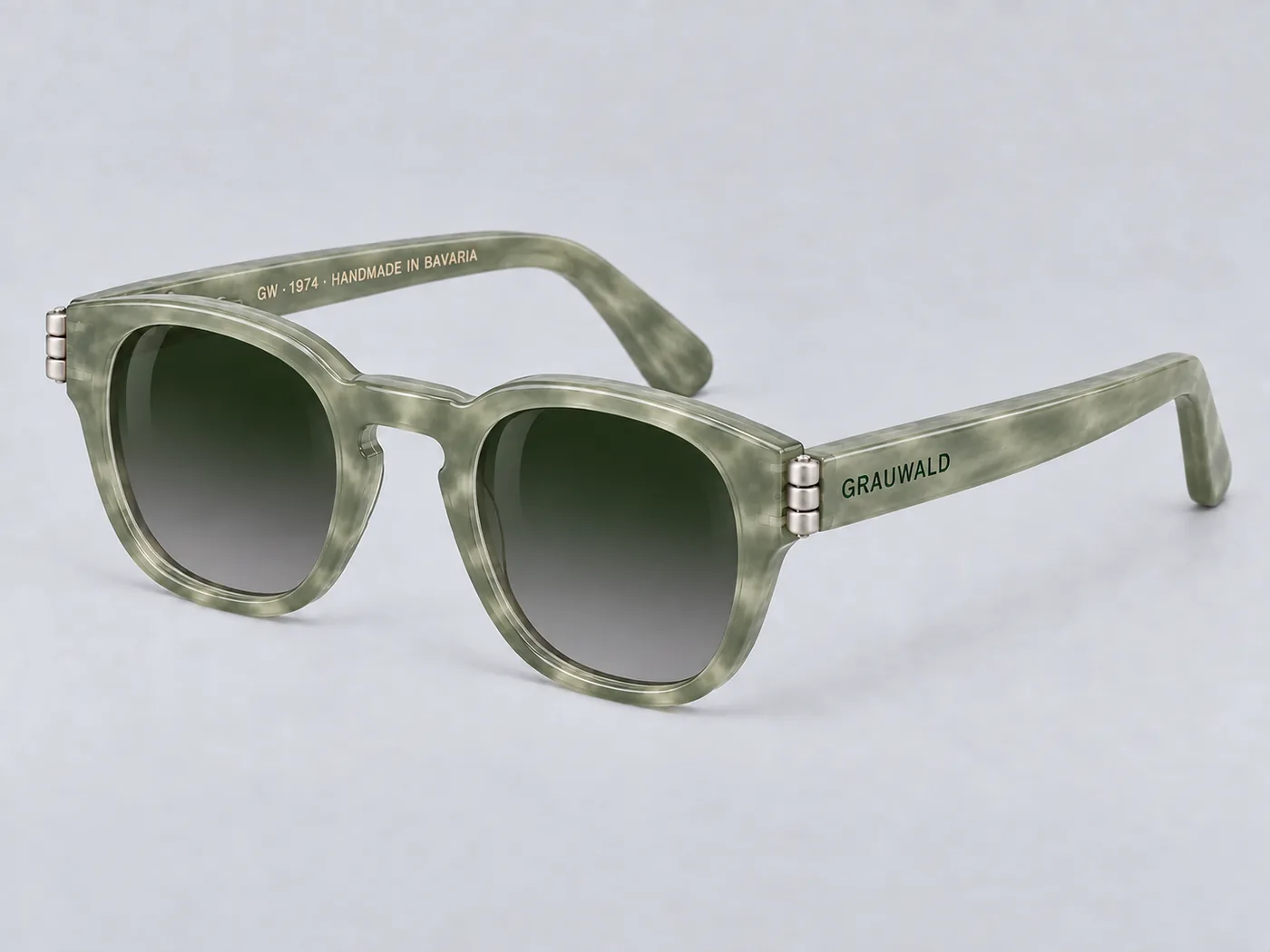 CN-05 in Moos Sage — sage marbled acetate, three-quarter view